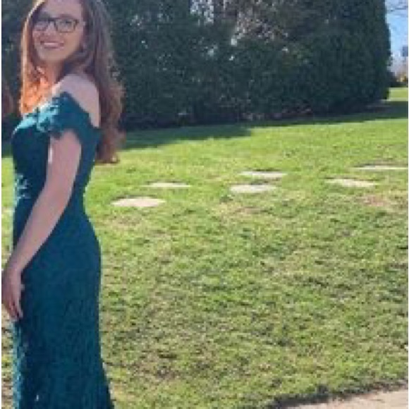 Green teal custom made prom dress - Picture 1 of 2